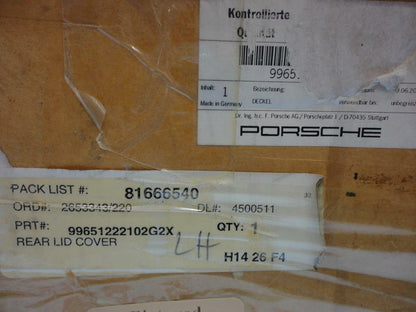 Porsche 911 996 C4S Convertible 98-05 Rear Deck Lid 996 512 221 02 NEW GENUINE