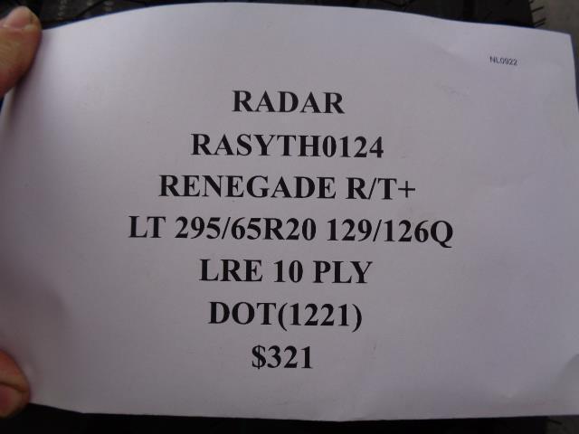 RADAR RENEGADE RT + LT 295 65 R20 129/126Q LRE10PLY  RASYTH0124  SU16