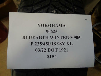1 NEW TIRE YOKOHAMA BLUEARTH WINTER V905 P 235 45 18 98Y XL 90625
