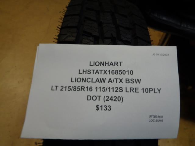 LIONHART LIONCLAW A/TX LT 215 85 16 115 112S LRE 10PLY TIRE LHSTATX1685010  BQ4