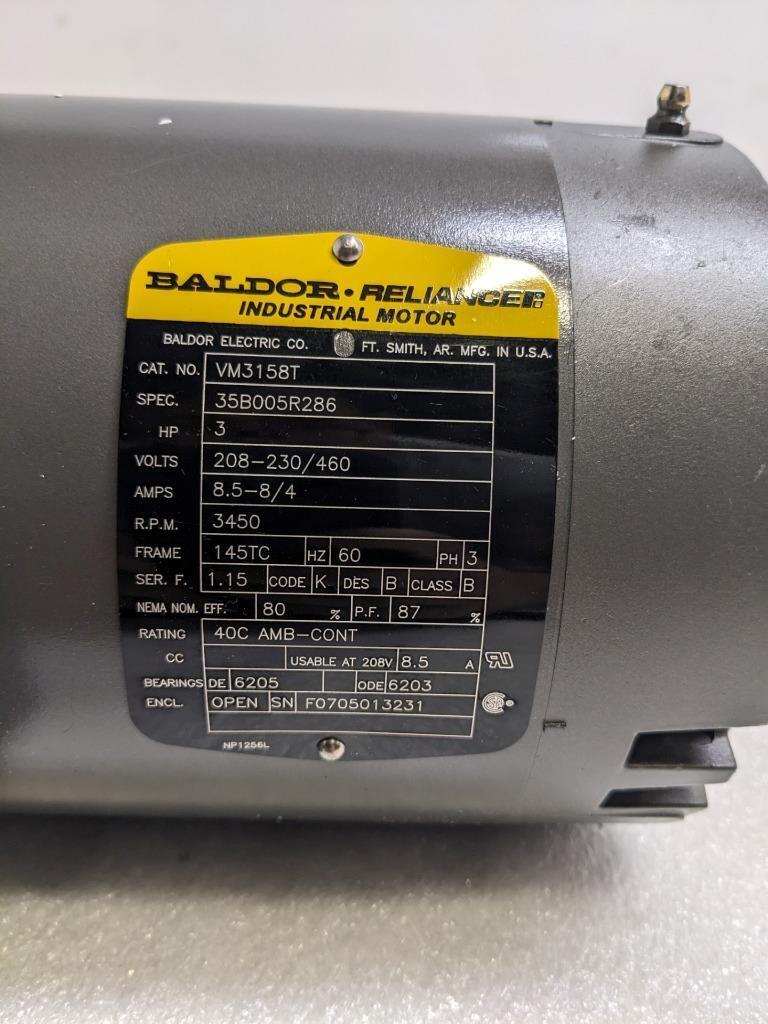 BALDOR ELECTRIC VM3158T MOTOR 3HP 3450RPM 208-230/460VAC 3PH 60HZ NEW R8