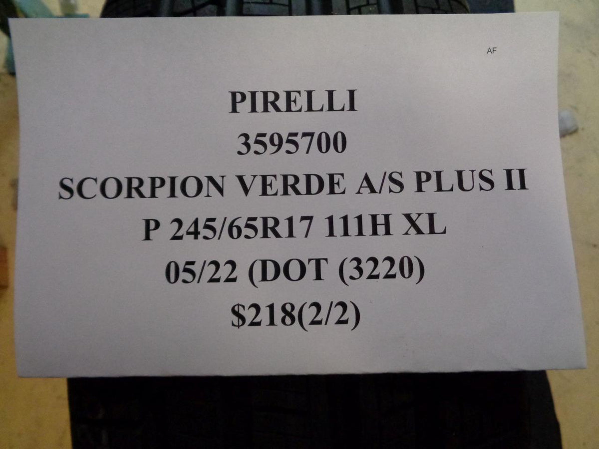 2 NEW TIRES PIRELLI SCORPION VERDE AS+ II 245 65 17 111H XL 3595700