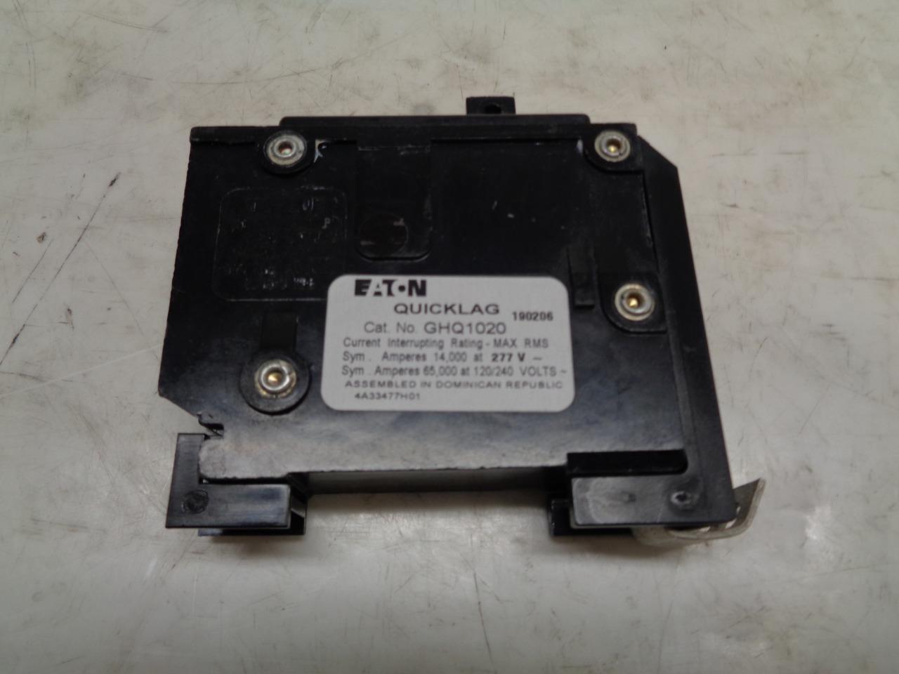 NEW EATON MOLDED CASE BOLT-ON BREAKER 1 POLE GHQ1020, 20 AMPS, 277 VOLTS R4