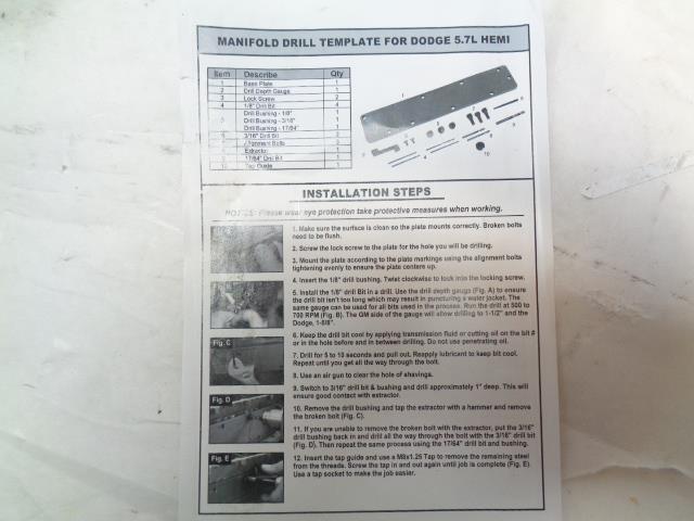 LISLE 71500 EXHAUST MANIFOLD DRILL TEMPLATE FOR DODGE 5.7L HEMI NEW R29