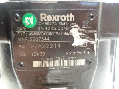 REXROTH ALL PURPOSE HIGH PRESSURE MOTOR A6VM085DA0000007A/71MWV0N4Z91B0-0 NEW J2