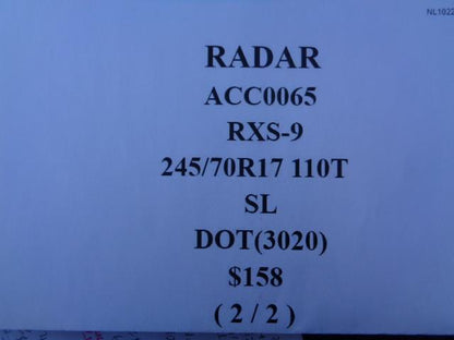 RADAR RXS-9 P 245 70 17 110T SL ALL TERRAIN TIRE ACC0065 AQ4