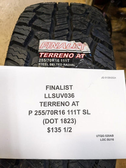 2 FINALIST TERRENO A/T P 255 70 16 111T SL TIRES LLSUV036 CQ1