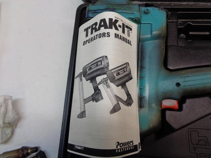 USED BLUE POWERS TRAK IT GAS NAILER 55011 C3 WITH EYE WEAR BSR35