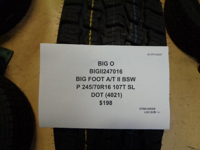 BIG O BIG FOOT A/T II P 245 70 16 107T SL TIRE BIGII247016 BQ3 SU16
