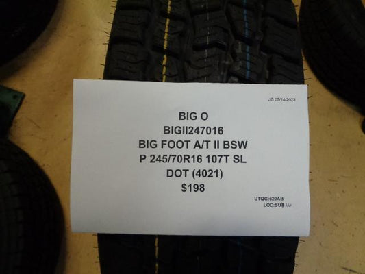 BIG O BIG FOOT A/T II P 245 70 16 107T SL TIRE BIGII247016 BQ3 SU16