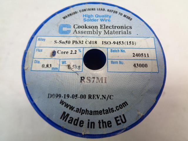ALPHA METALS HIGH QUALITY SOLDER WIRE (43000) SN50 PB32 .032" R3