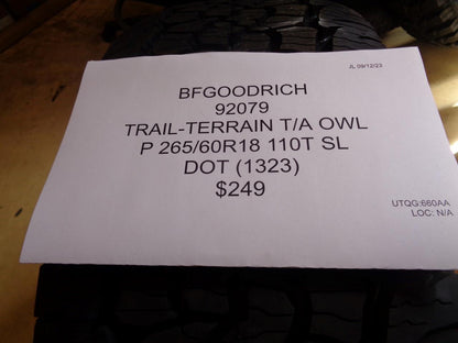 2 BFGOODRICH TRAIL TERRAIN TA OWL P 265 60 18 110T ALL TERRAIN TIRES 92079 CQ1
