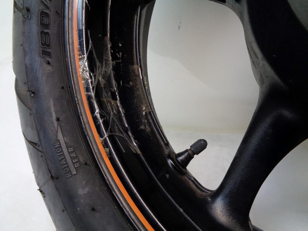 YAMAHA 2004-07 FZ6 17x4.5 5 SPOKE ORANGE STRIPE WHEEL & TIRE SR