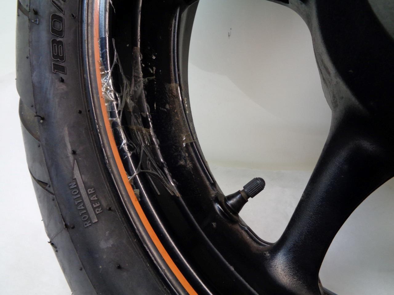 YAMAHA 2004-07 FZ6 17x4.5 5 SPOKE ORANGE STRIPE WHEEL & TIRE SR