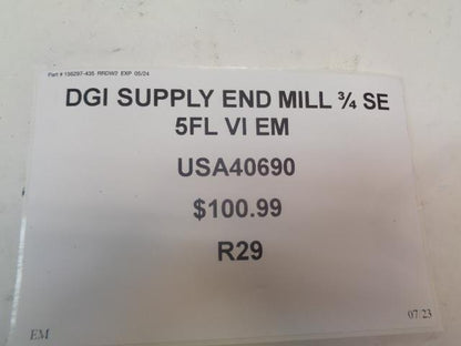 DGI SUPPLY END MILL ¾ SE 5FL VI EM USA40690 R29