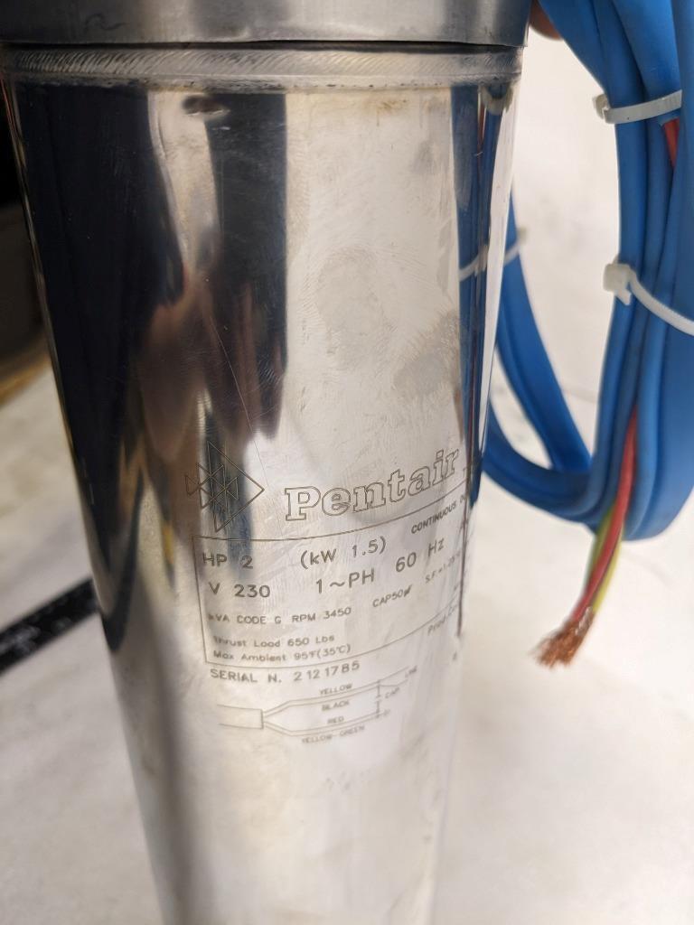 PENTAIR SUBMERSIBLE 4" MOTOR 3-WIRE 2HP 1-PHASE 230V 60HZ NEW H1