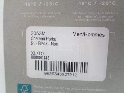CANADA GOOSE MENS CHATEAU PARKA BLACK XL/TG 2053M NEW SR