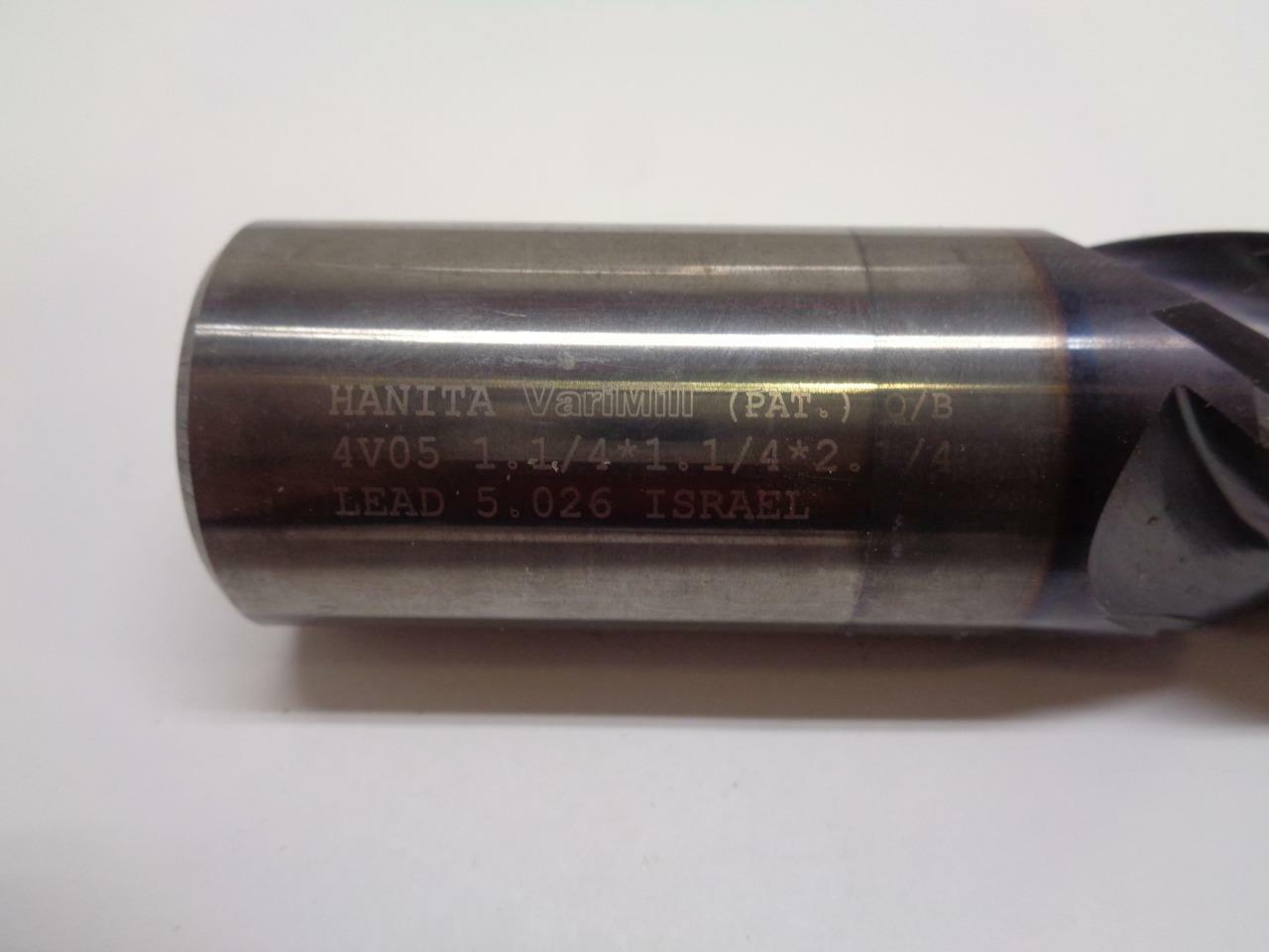 HANITA VARIMILL 4 FLUTE END MILL 1.1/4 X 1.1/4 X 2.1/4 LEAD 5.026" DIA 4V05
