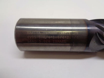 HANITA VARIMILL 4 FLUTE END MILL 1.1/4 X 1.1/4 X 2.1/4 LEAD 5.026" DIA 4V05