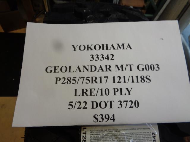 1 NEW TIRE YOKOHAMA GEOLANDAR MT G003 285 75 17 121/118S LRE/10PLY 005529