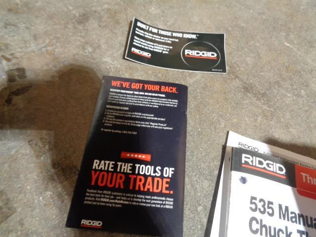 RIDGID MODEL 535 THREADING MACHINE FOR 1/8"-2" PIPE 2HP MANUAL CHUCK NEW #2 B2