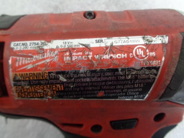 MILWAUKEE FUEL COMPACT IMPACT WRENCH 3/8" DRIVE TOOL ONLY 2754-20 USED R22