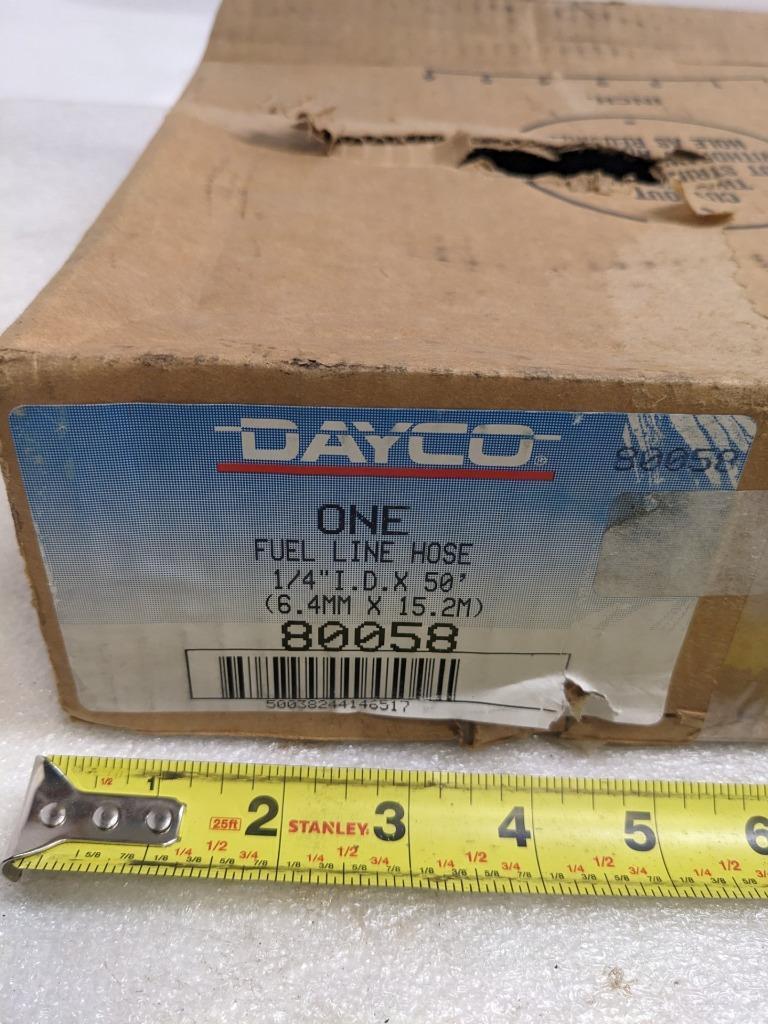 DAYCO 80058 FUEL HOSE 50' OAL 1/4" ID 1/2" OD BLACK NITRILE NEW R15