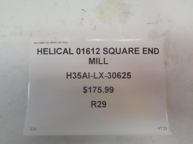 HELICAL 01612 SQUARE END MILL H35AI-LX-30625 R29