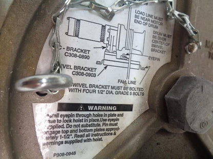 AB CHANCE CAPSTAN HOIST WINCH 1000LBS P308 0892 H2