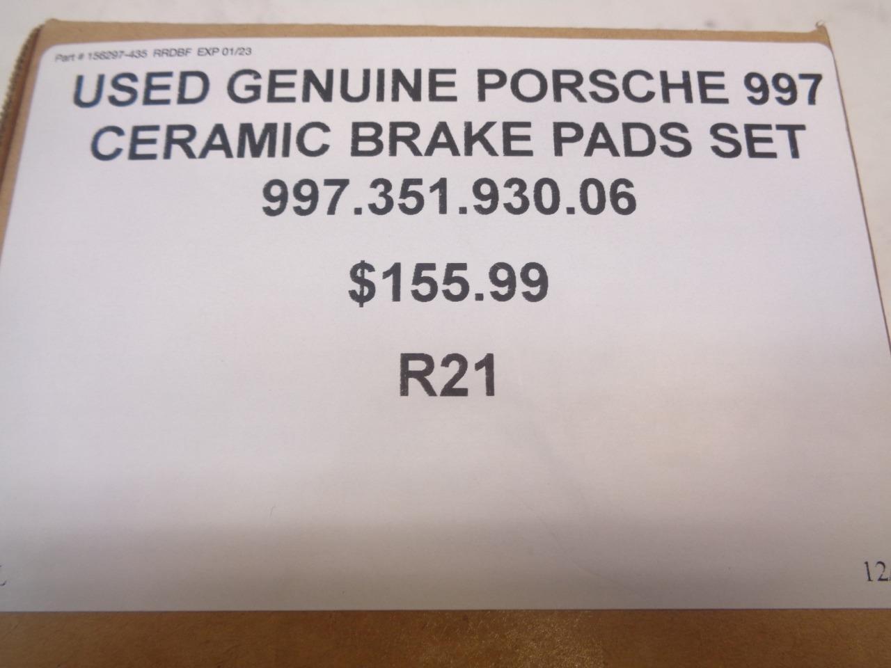 USED GENUINE PORSCHE 997 CERAMIC BRAKE PADS SET 99735193006 R21