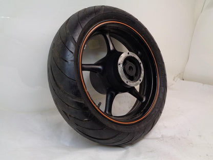 YAMAHA 2004-07 FZ6 17x4.5 5 SPOKE ORANGE STRIPE WHEEL & TIRE SR