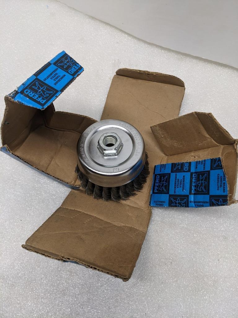 PFERD 82523 4" DIAMETER KNOT WIRE CUP BRUSH .023 CS WIRE 5/8-11 THREAD NEW R22