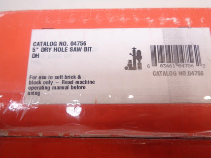 1 NEW DIAMOND PRODUCTS 04756 HEAVY DUTY DRY 5" BIT-HOLE SAW R7