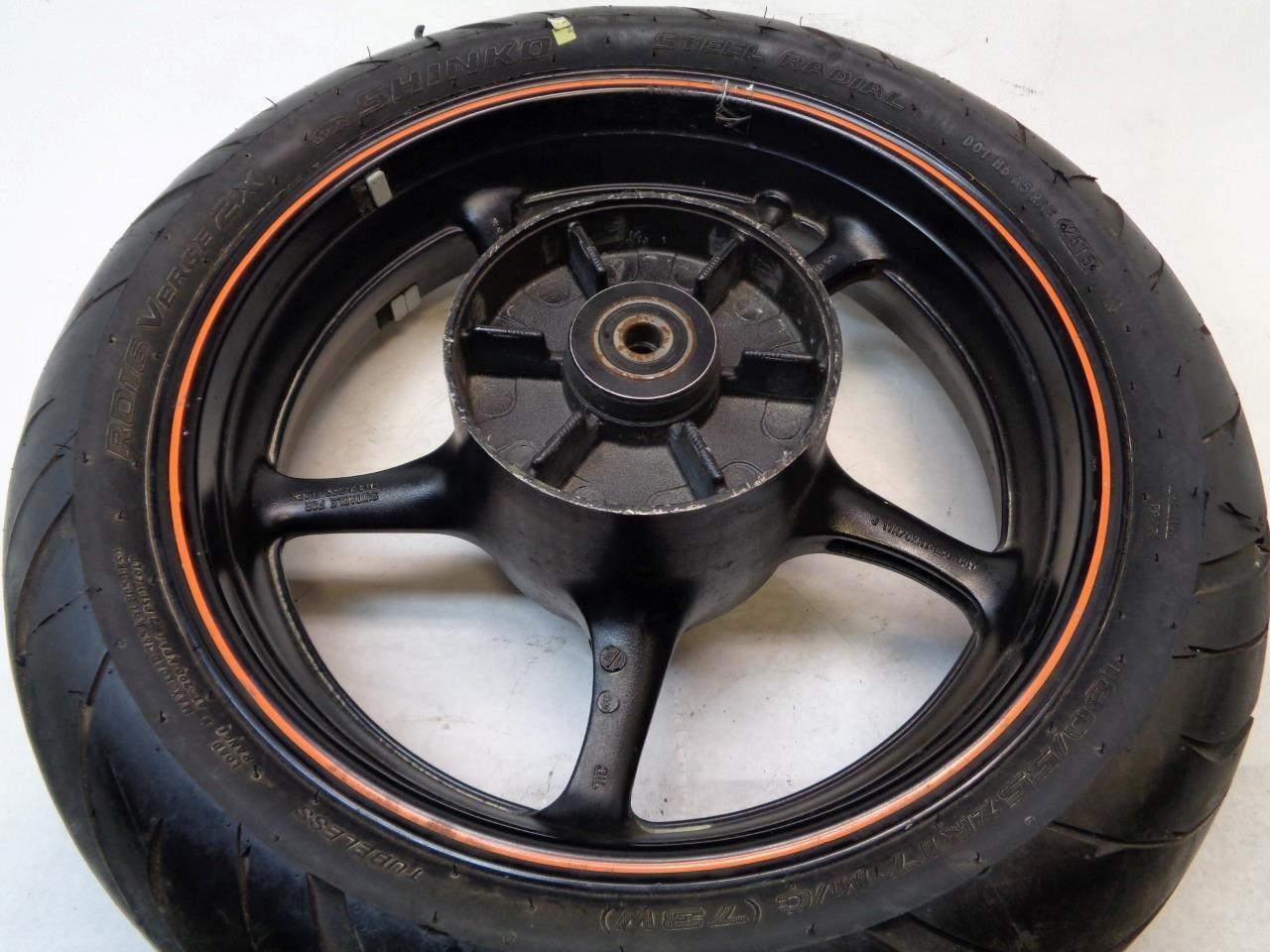 YAMAHA 2004-07 FZ6 17x4.5 5 SPOKE ORANGE STRIPE WHEEL & TIRE SR