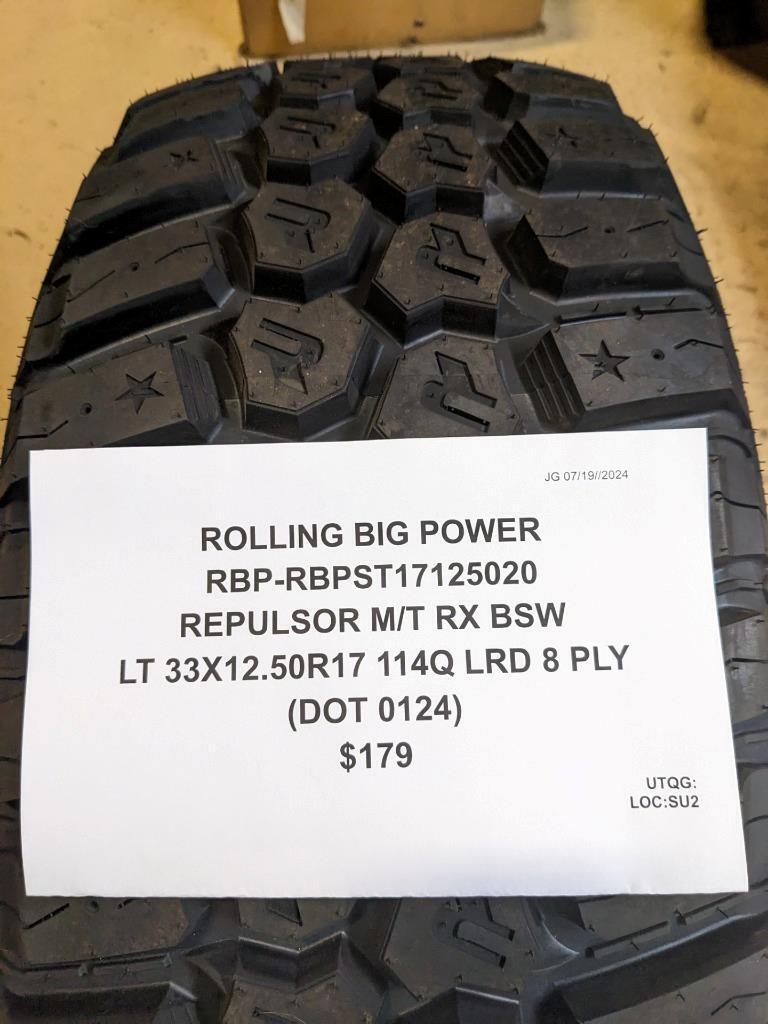 ROLLINGBIG POWER REPULSOR M/T RX  LT 33 12.5 17 114Q LRD 8PLY TIRE RBPST17125020