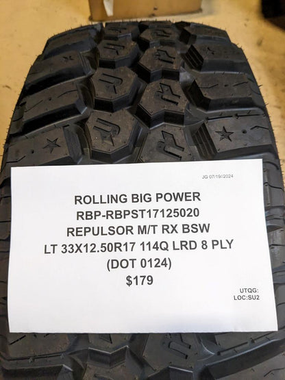 ROLLINGBIG POWER REPULSOR M/T RX  LT 33 12.5 17 114Q LRD 8PLY TIRE RBPST17125020
