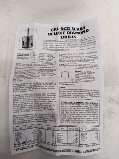 CRL HBT38 331747/025 3/8" BELGIAN THREAD ELECTRO-FORMED DIAMOND DRILL NEW D0