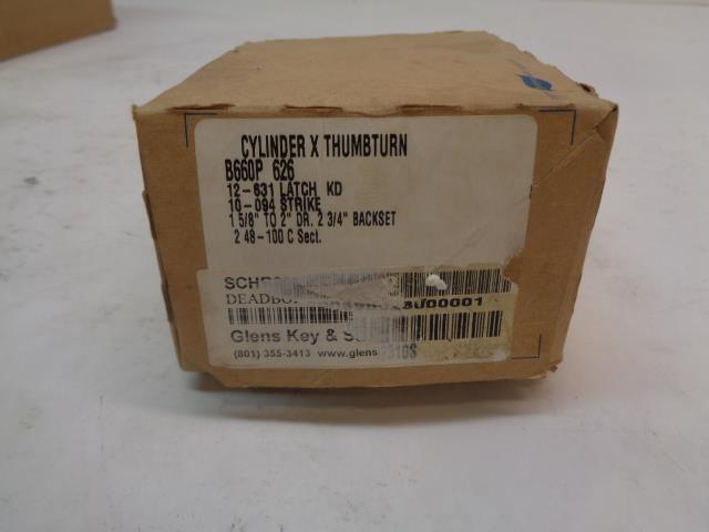 NEW INGERSOLL RAND SCHLAGE TUBULAR DEADBOLT SINGLE CYLINDER B660P-626 R29