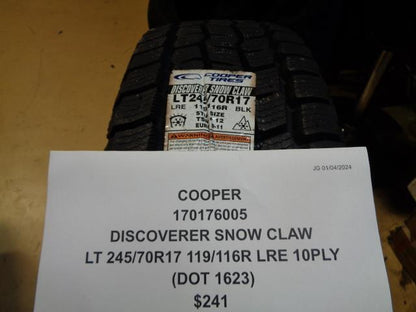 COOPER DISCOVERER SNOW CLAW LT 245 70 17 119/116R LRE 10PLY TIRE 170176005 CQ1