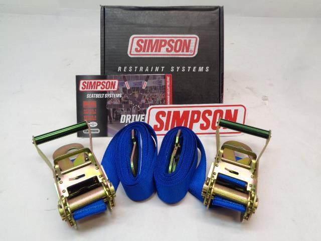 NEW PAIR SIMPSON BLUE TIE DOWN RATCHETING RESTRAINTS 35007BL R7