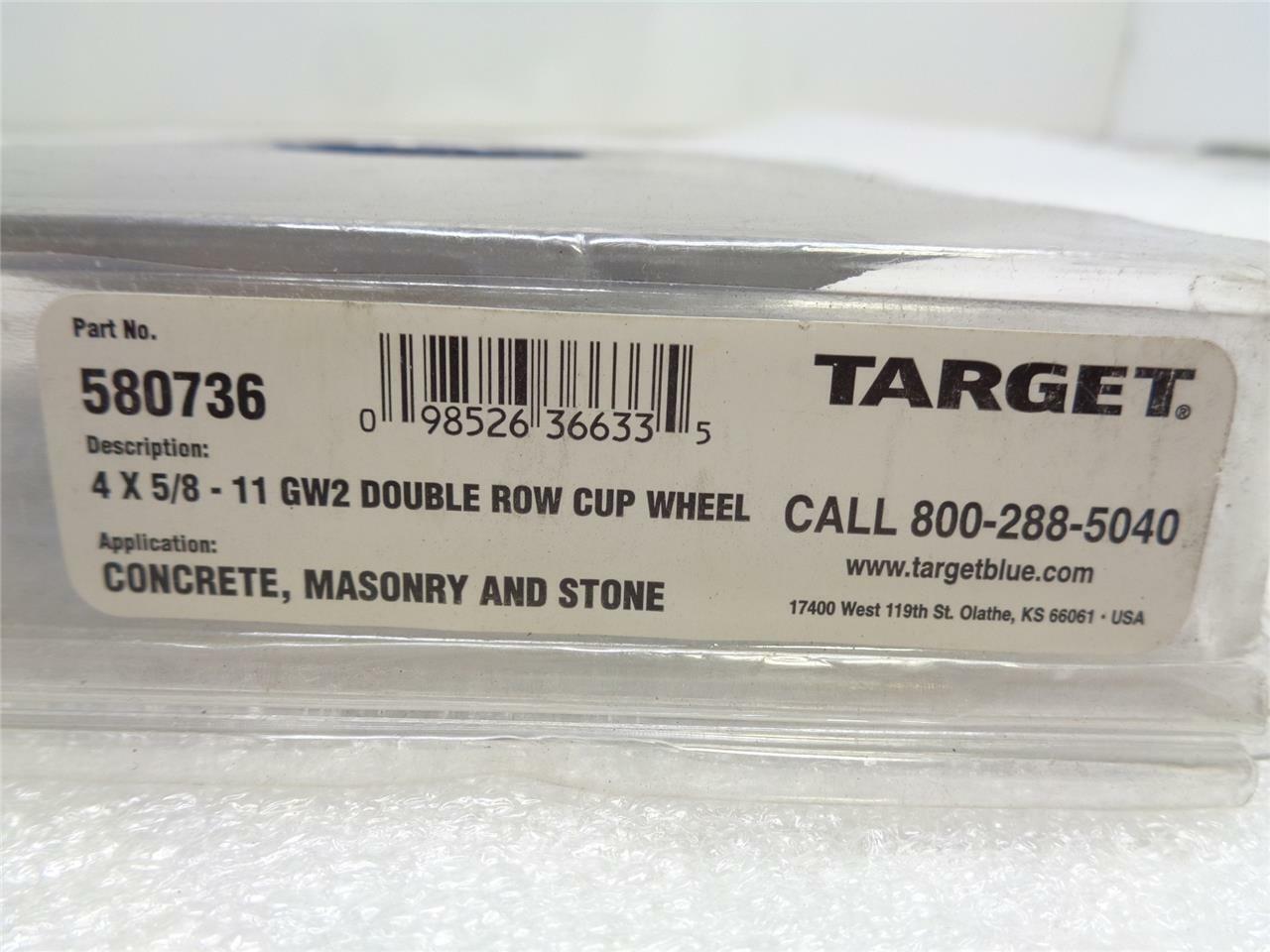 NEW TARGET GW2 DOUBLE ROW CUP WHEEL 4X5/8 CONCRETE MASONRY & STONE 580736 SP1T2