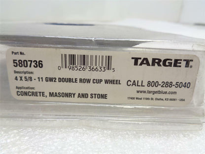 NEW TARGET GW2 DOUBLE ROW CUP WHEEL 4X5/8 CONCRETE MASONRY & STONE 580736 SP1T2