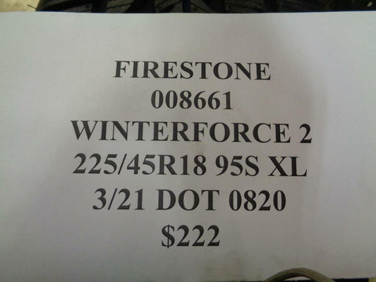 1 NEW FIRESTONE WINTERFORCE 2 225 45 18 95S XL TIRE 008661 Q1