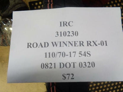 1 NEW IRC ROAD WINNER RX -01 110/70-17 54S TIRE 310230
