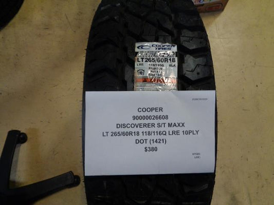 COOPER DISCOVERER S/T MAXX LT 265 60 18 118/116Q LRE 10PLY TIRE 90000026608 BQ4