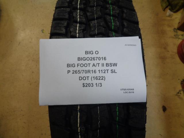 2 BIG O BIG FOOT AT II BSW P 265 70 16 112T SL BIGO267016 TIRES CQ1 SU16