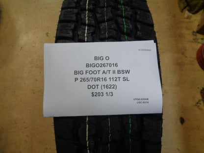 2 BIG O BIG FOOT AT II BSW P 265 70 16 112T SL BIGO267016 TIRES CQ1 SU16