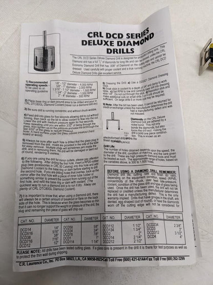 CRL DCD14 331747 1/4" DCD SERIES ROUND ELECTRO-FORMED DIAMOND DRILL NEW D0
