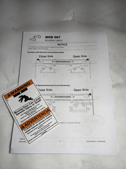 MANERA OPERA-H 1/2HP 240V 1PH GARAGE OPERATOR W ELECTRONIC CIRCUIT OPH6212 B2