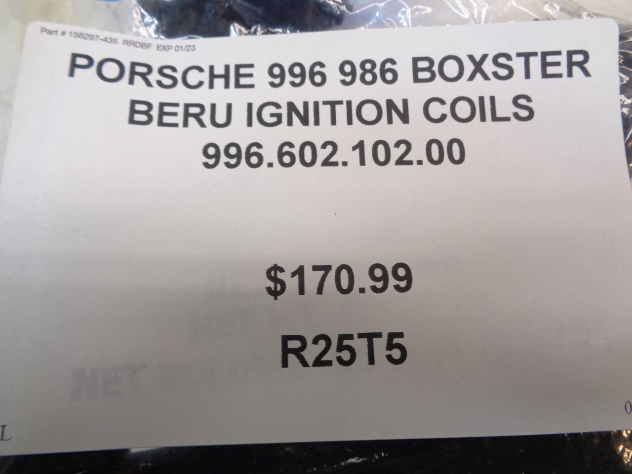 USED SET OF 6 PORSCHE 996 986 BOXSTER BERU IGNITION COILS 996.602.102.00  R25T5